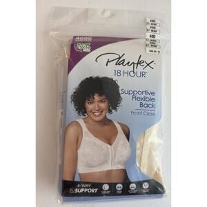 Playtex 18 Hour 4695 Light Beige 48D Wire-Free Front Close Supportive Tag-Less